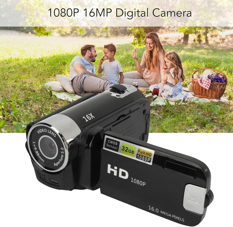 Bewinner D90 Digital Video Camera - 1080P 16MP Handheld Video Camcorder 16x Digital Zoom Video Camera with 2.7in TFT Rotatable Screen, HD Video Recorder Camera with Fill Light (Black) - Image 5